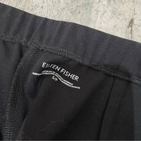 Eileen Fisher small black joggers pants pockets neutral comfy cozy drawstring - Picture 6 of 8